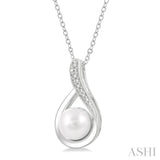 Silver Pearl & Diamond Pendant