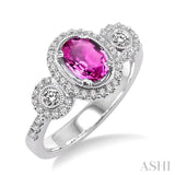 Oval Shape Gemstone & Diamond Ring