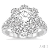 Flower Semi-Mount Diamond Engagement Ring