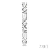 1/3 Ctw Baguette and Single Cut Diamond Petite Huggies in 14K White Gold
