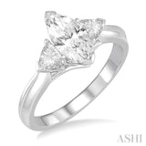 Marquise Shape Semi-Mount Diamond Engagement Ring