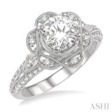 Flower Semi-Mount Diamond Engagement Ring