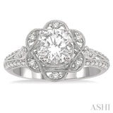 Flower Semi-Mount Diamond Engagement Ring