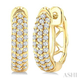 1/4 Ctw Petite Triple Row Round Cut Diamond Fashion Huggies in 10K Yellow Gold