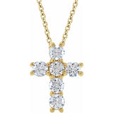 14K Yellow 1/2 CTW Lab-Grown Diamond Cross 18" Necklace