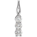 14K White 3/4 CTW Lab-Grown Diamond Three-Stone Pendant