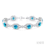 Silver Gemstone & Diamond Bracelet