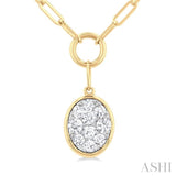 1/4 Ctw Lovebright Oval Shape Round Cut Diamond Paperclip Necklace in 14K Yellow & White Gold