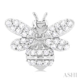 1/3 Ctw Petite Bumble Bee Round Cut Diamond Fashion Stud Earring in 10K White Gold