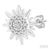 1/8 Ctw Petite Sun Round Cut Diamond Fashion Stud Earring in 10K White Gold