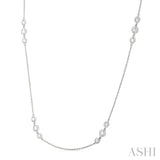 3/4 Ctw Three Stone Bezel Set Round Cut Diamond Station Necklace in 14K White Gold