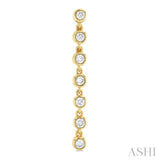 1/4 Ctw Bezel Set Round Cut Diamond Long Tennis Earring in 14K Yellow Gold