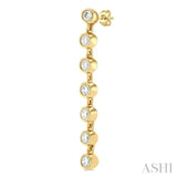 1/4 Ctw Bezel Set Round Cut Diamond Long Tennis Earring in 14K Yellow Gold