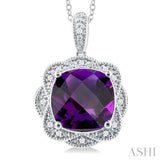 Silver Gemstone & Diamond Pendant