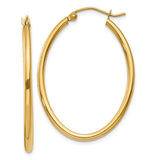 14k Oval Polished Hoop Earring