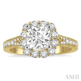 Cushion Shape Semi-Mount Halo Diamond Engagement Ring