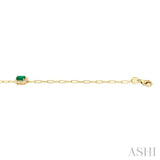 Emerald Shape Paper Clip Gemstone & Halo Diamond Bracelet