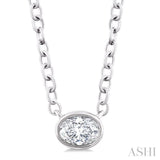 1/6 Ctw Petite East-West Bezel Set Oval Cut Diamond Fashion Pendant With Chain in 10K White Gold