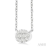 1/10 Ctw Lovebright Petite East-West Set Oval Shape Round Cut Diamond Fashion Pendant With Chain in 10K Yellow and White Gold