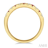 2.3 MM Ruby and 1/4 Ctw Round Cut Diamond Precious Wedding Band in 14K Yellow Gold