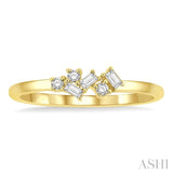 1/8 Ctw Scatter Baguette and Round Cut Diamond Petite Fashion Ring in 14K Yellow Gold
