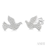 1/6 Ctw Petite Dove Round Cut Diamond Fashion Stud Earring in 10K White Gold