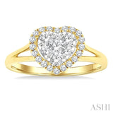 1/2 Ctw Heart Shape Lovebright Round Cut Diamond Engagement Ring in 14K Yellow & White gold