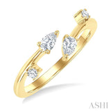 1/4 Ctw Open Bypass Pear and Round Cut Diamond Fashion Ring in 14K Yellow Gold