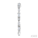 1 1/6 Ctw Inside & Outside Mixed Diamond Cut Fashion Open Hoop Earrings in 14K White Gold