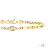 1/4 Ctw Emerald Cut Diamond Curb Link Bracelet in 14K Yellow Gold