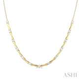 1 Ctw Halfway Bamboo Internodes Round Cut Diamond Fashion Necklace in 14K Yellow Gold