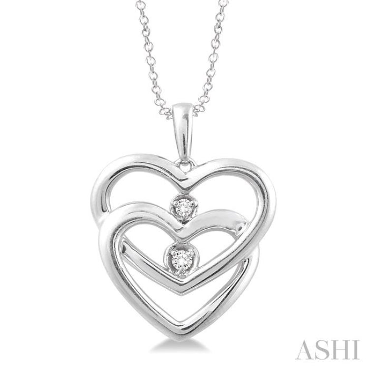 Silver Twin Heart Shape Diamond Fashion Pendant