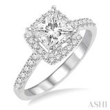 3/8 Ctw Round Cut Diamond Semi-mount Engagement Ring in 14K White Gold