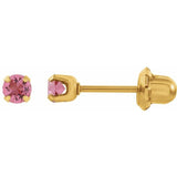 24K Gold-Plated Stainless Steel Imitation Pink Tourmaline Inverness® Piercing Earrings