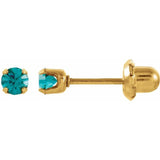 24K Gold-Plated Stainless Steel Imitation Blue Zircon Inverness® Piercing Earrings