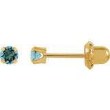 14K Yellow Imitation Aquamarine Inverness® Piercing Earrings
