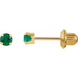 14K Yellow Imitation Emerald Inverness® Piercing Earrings