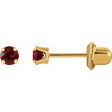 14K Yellow Imitation Ruby Inverness® Piercing Earrings