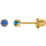 14K Yellow Imitation Blue Sapphire Inverness® Piercing Earrings