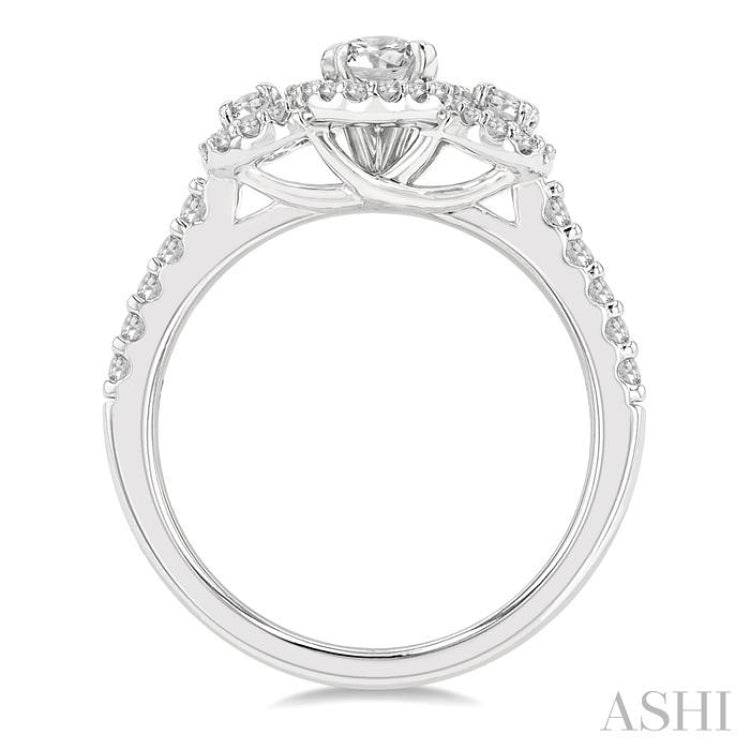 Oval Shape Past Present & Future Diamond Engagement Ring