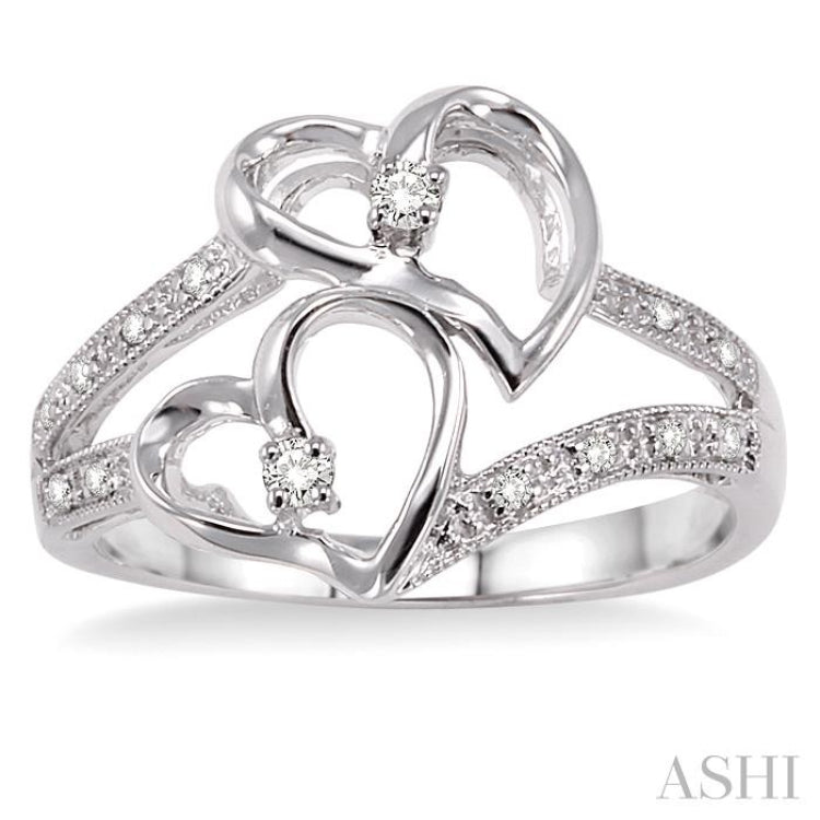 Twin Heart Shape 2 Stone Diamond Fashion Ring