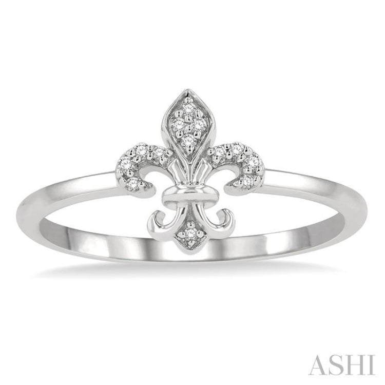 Stackable Fleur De Lis Petite Diamond Fashion Ring