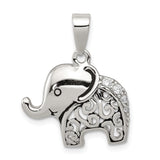 Sterling Silver Antiqued CZ Elephant Pendant