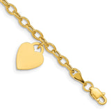 14k Dangle Heart Bracelet