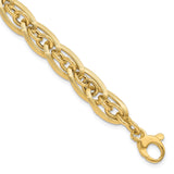 14K Gold Polished and Grooved w/ .5 in ext. Fancy Link Bracelet
