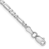 14K White Gold 10 inch 2.75mm Flat Figaro with Lobster Clasp Anklet