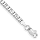 14K White Gold 7 inch 2.9mm Flat Beveled Curb with Lobster Clasp Bracelet