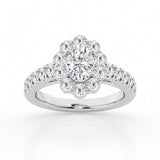 3.00 cttw  Halo Bridal Ring with 1.00 ct Oval Center Stone