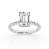 3.50 cttw Hidden Halo Bridal Ring with 3.00  center Emerald