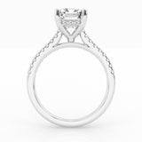 3.50 cttw Hidden Halo Bridal Ring with 3.00  center Emerald